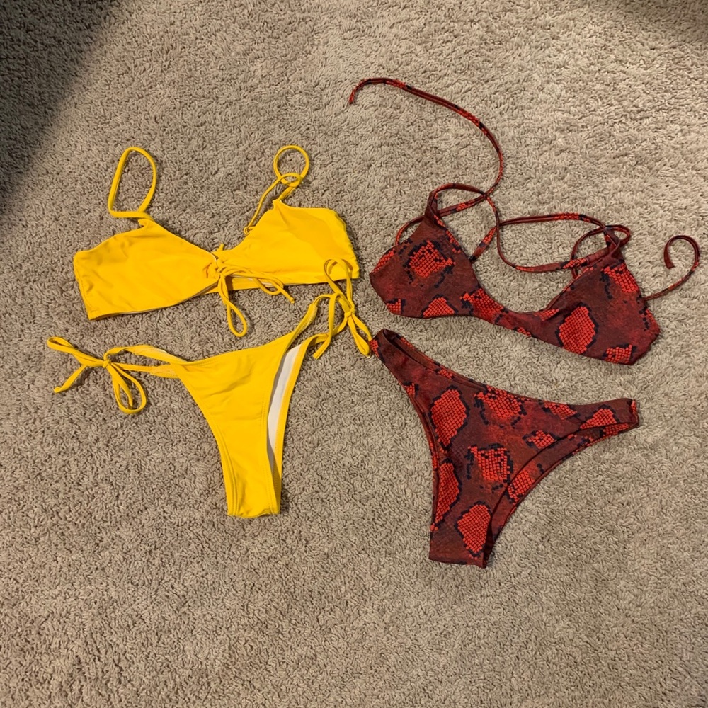Thong Bikini bundle! One yellow and one snake skin